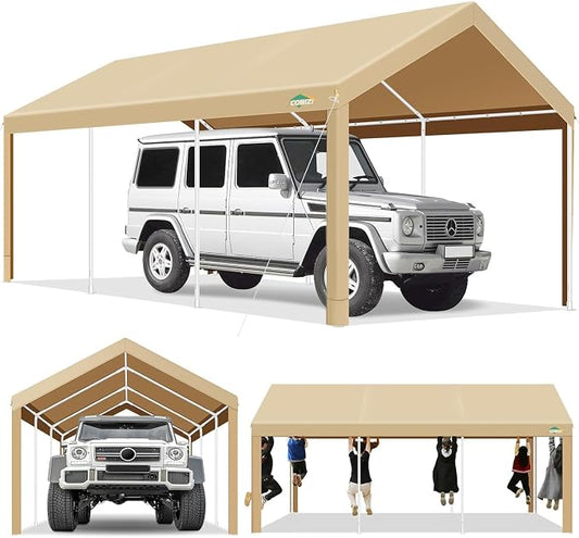 COBIZI Carport 10x20ft Heavy Duty Portable Garage, 2.0 Powder Coated Frame by COBIZI