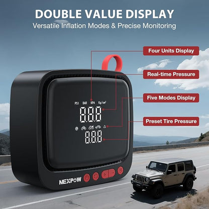 NEXPOW Tire Inflator Portable Air Compressor 150PSI 12V DC Air Pump - Image 5