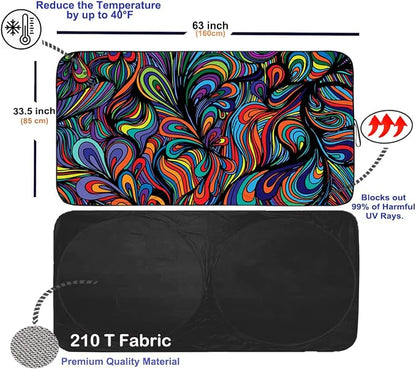 Gven Car Windshield Sun Shade, Artistic Design Car Shade Foldable Windshield - Image 2