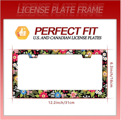 Folk Art Flowers License Plate Frame Funny Colorful License Plate Frames - Image 7