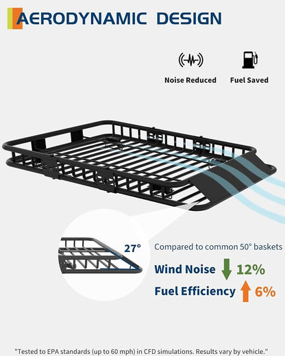 64" x 39" Universal Roof Rack Carrier Basket, 200 Lbs Capacity Car Cargo Rack - Image 4