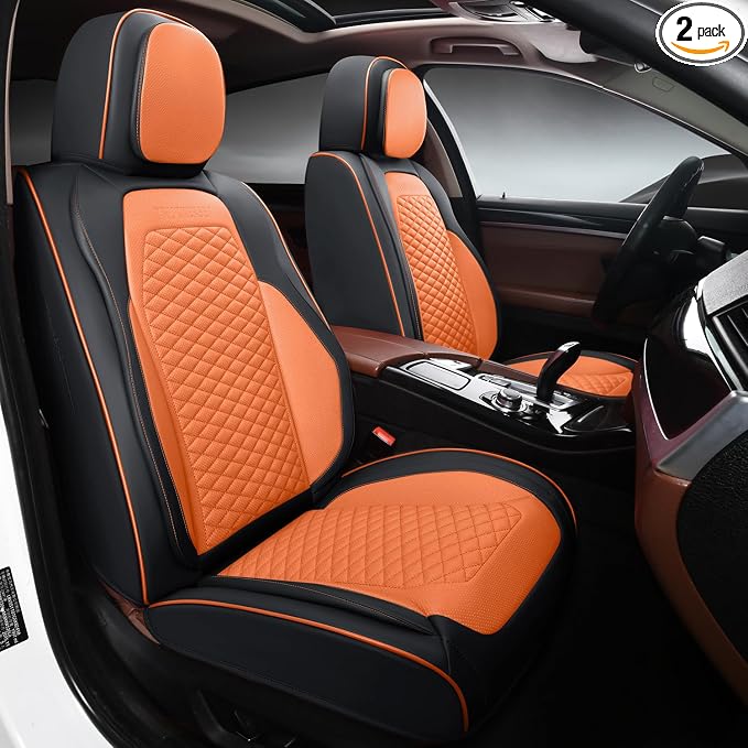 Seat Covers for Cars Full Set, Leather Seat Covers 2 Pack, Breathable Leather by truckerset