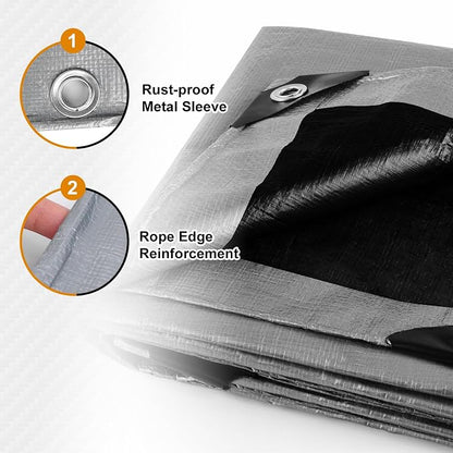 AROIC 10x12FT Heavy Duty Tarps Waterproof, 16 Mil Thick Camping Tarp-15x17 Weave - Image 4