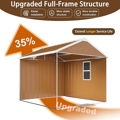 6 x 4 FT Outdoor Storage Shed, Metal Garden Tool Shed - Image 7