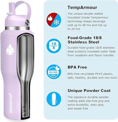 SENDESTAR 40oz Water Bottle Wide Mouth Stainless Steel Vacuum Insulated Double - Image 4
