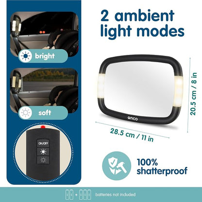 Onco LED Baby Car Mirror with Light - Image 3