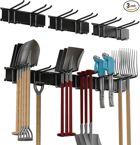 Garage Tool Rack Wall Mount – 48 inches Heavy-Duty Garden Tool Holder by BJONKZ