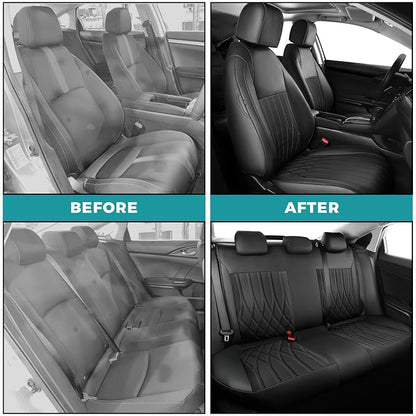 Seat Covers for Honda Civic Sedan LX 2016 2017 2018 2019 2020 2021, Faux - Image 5