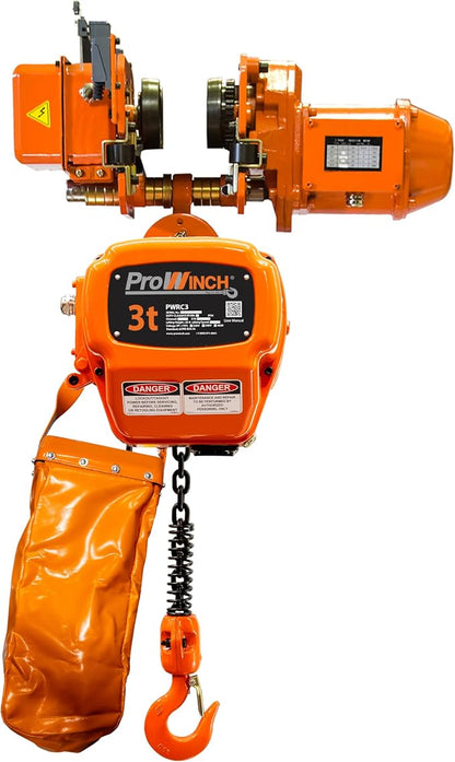 Prowinch 3 Ton Electric Chain Hoist Power Trolley 1 Speed 30 ft. G100 Chain - Image 2