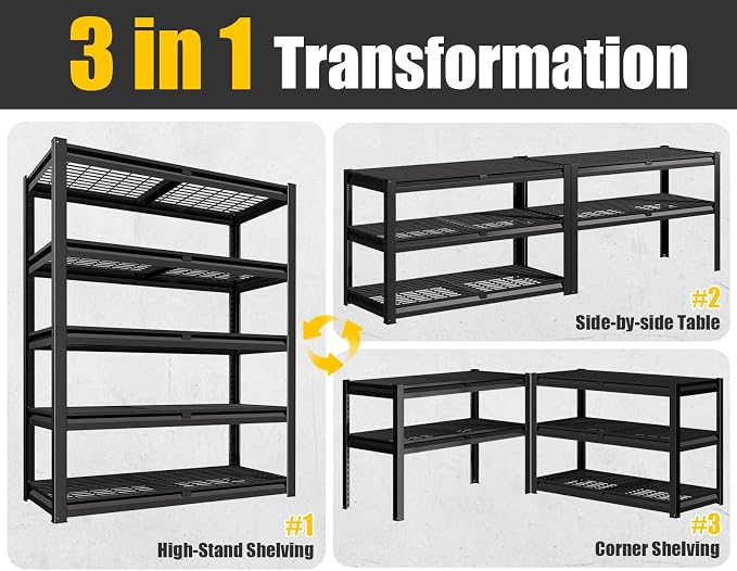 PrimeZone Heavy Duty Garage Shelving 5 Tier Heavy Duty Storage Shelves - Image 5