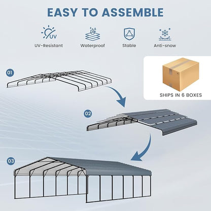 EROMMY 20x30 FT Metal Carport, Heavy Duty Carports - Image 6
