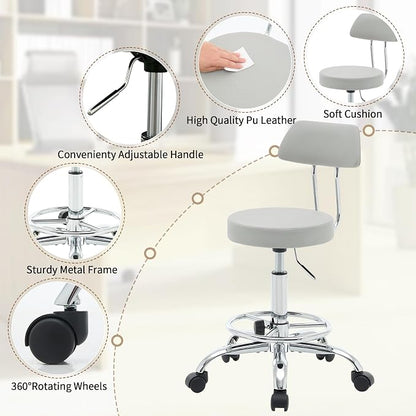 Rolling Massage Chair, Height Adjustable Salon Stool - Image 4