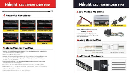 Nilight Truck Tailgate Light Strip 60" Aluminum FrameTriple Row Light Bar 1200 - Image 10