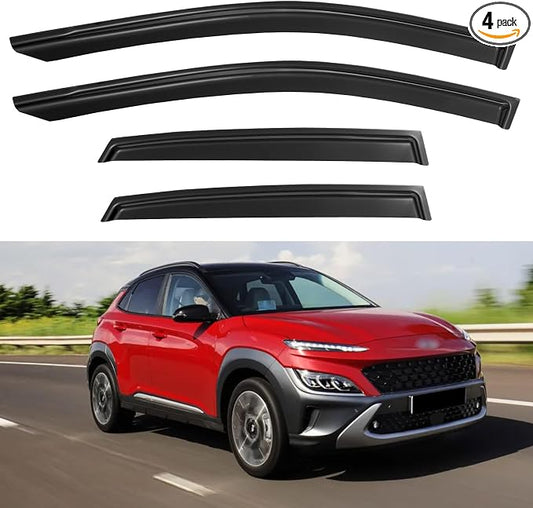 Window Visors Rain Guards for 2018-2023 Hyundai Kona, Out-Channel Window Vent by YQAUTEC