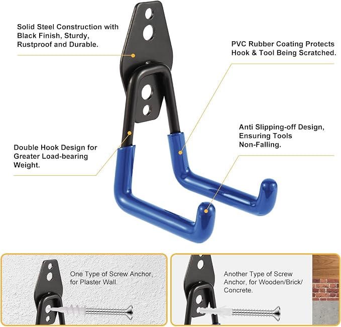 Garage Hook Heavy Duty Wall Storage Hangers, 22 Pack Garage Storage Hooks Steel - Image 4
