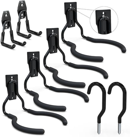 3-H Weed Eater Hanger 4 Pack, 2 Garden Hose Holder, 2 Screw in Hooks, Utility by 3-H