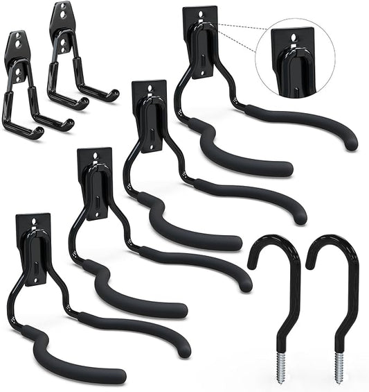 3-H Weed Eater Hanger 4 Pack, 2 Garden Hose Holder, 2 Screw in Hooks, Utility by 3-H