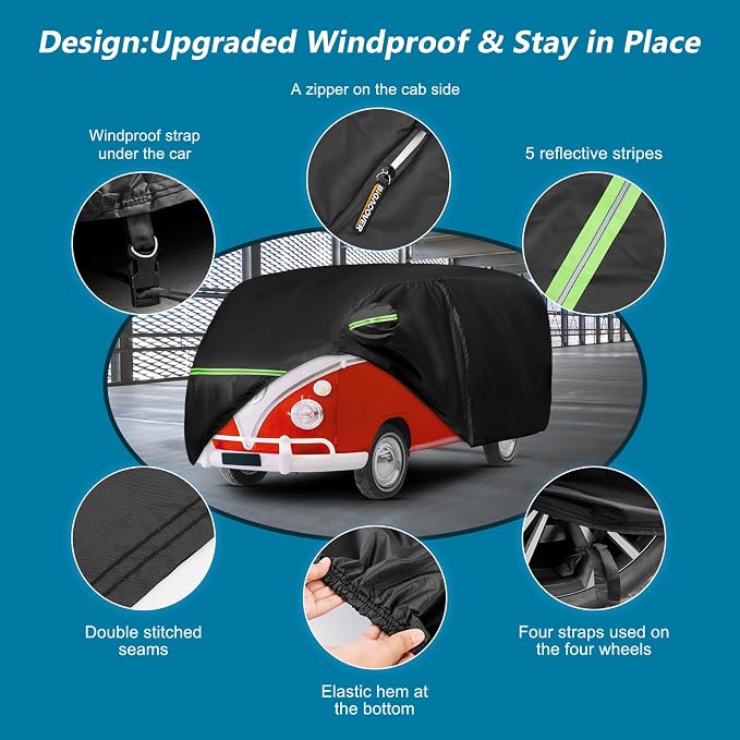 Car Cover for 1950-1992 VW Bus T1 T2 T3, Waterproof 420D Oxford Cloth Cover - Image 4