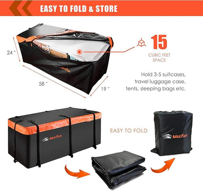 MeeFar Hitch Mount Cargo Carrier Bag Soft Shell 100% Waterproof 15 Cubic Feet - Image 4
