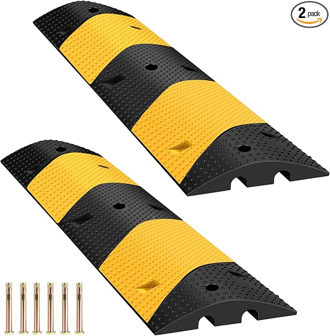 Rengue 39.3" Rubber Speed Bump, Humps Rated 66000 LBS Load Capacity, Speed Humps by Rengue