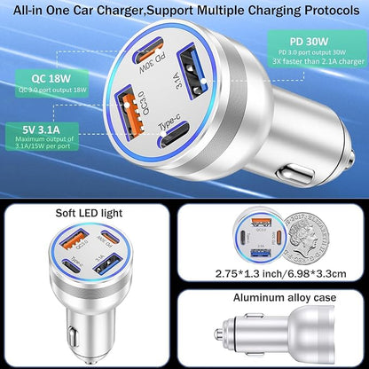 65W Car Phone Charger USB C, 5 Pack 4-Port Cigarette Lighter Adapter, 12V USB C - Image 6