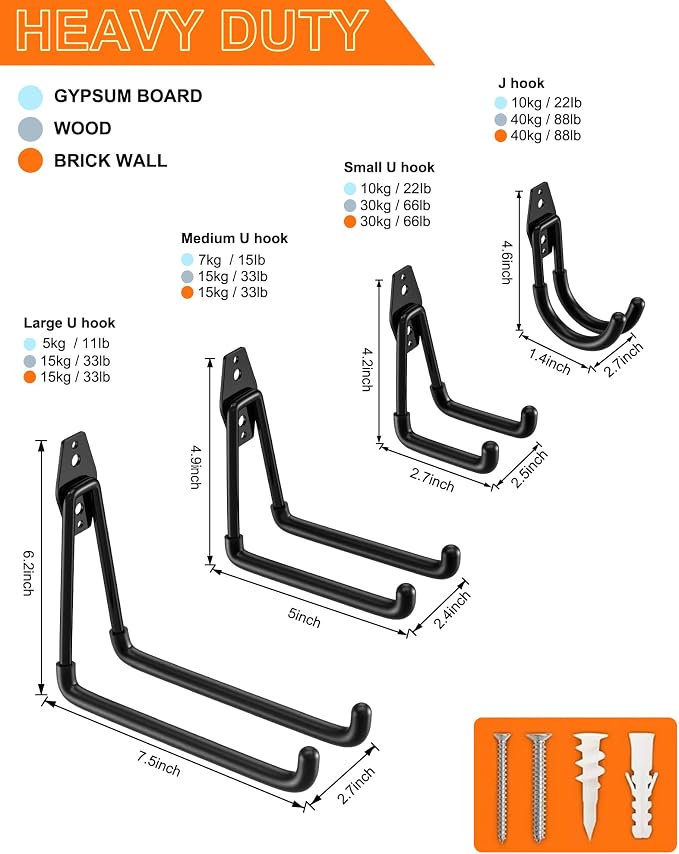 QcoQce 11 Pack Garage Hooks Heavy Duty - Image 2