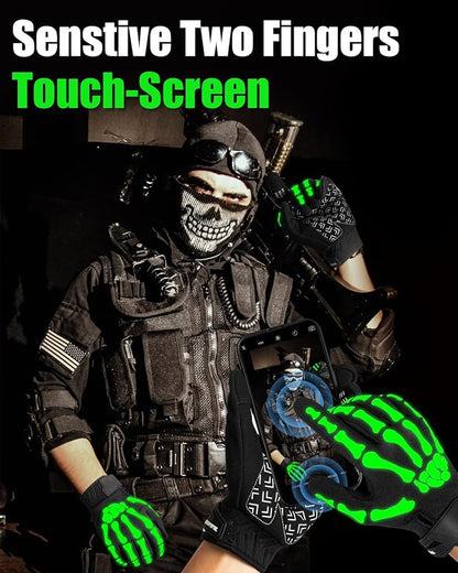 RIGWARL Skeleton Gloves Glow in The Dark, Touchscreen Riding Cycling Gloves - Image 5