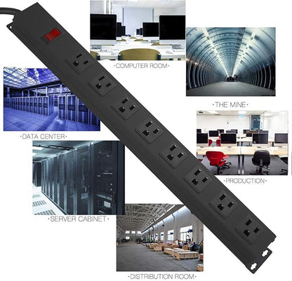 Metal 8 Outlet Mountable Power Strip, Wall Mount Outlet Heavy Duty, Wide Spaced - Image 6