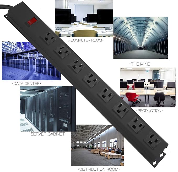 3Pack Metal 8 Outlet Mountable Power Strip, Wall Mount Outlet Heavy Duty - Image 6