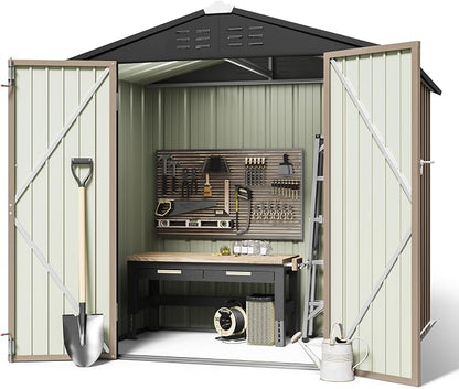 Greesum Outdoor Storage Shed 6 x 4 ft. Utility Tool Shed Metal Storage Garden - Image 2