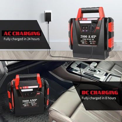 2000A Jump Starter with Air Compressor, Car Battery Jumper Starter 260 PSI Tire - Image 6
