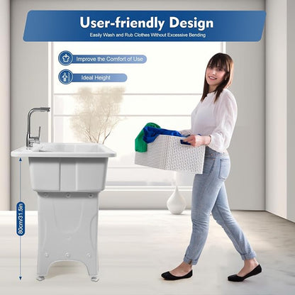 Freestanding Utility Sink Plastic Wash Station - Image 4