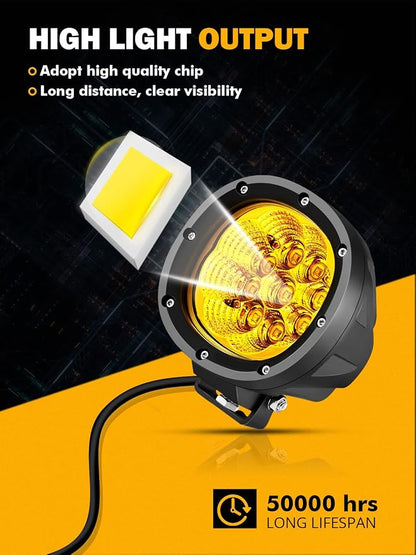 Auxbeam 4 Inch Amber Round LED Driving Light - Image 3