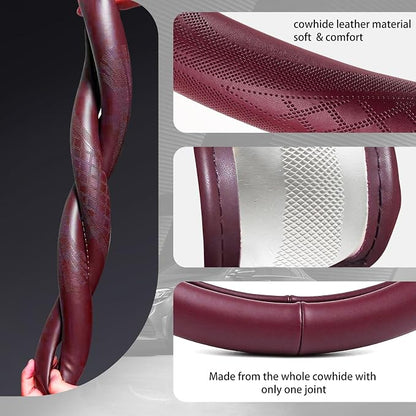 【2025 Model】 High-Grade Real Cowhide Steering Wheel Cover - Image 4