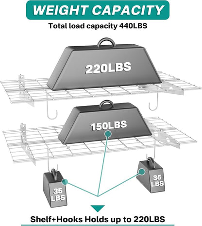 EVERHANGER Wall Mounted Garage Shelves, 2 x 4 ft Metal Storage Shelves - Image 3