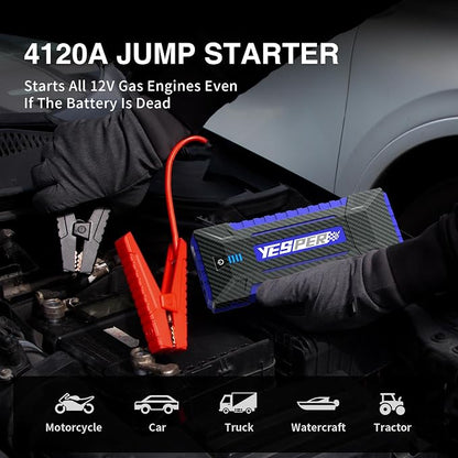 YESPER Jump Starter Portable, 4120A Peak Car Jumper Starter Jump Box, Booster - Image 2