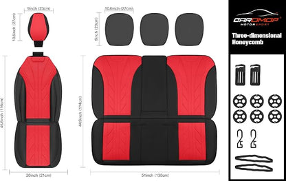 CAROMOP Luxury Faux Leather&Fabric Car Seat Covers Full Set - Image 8