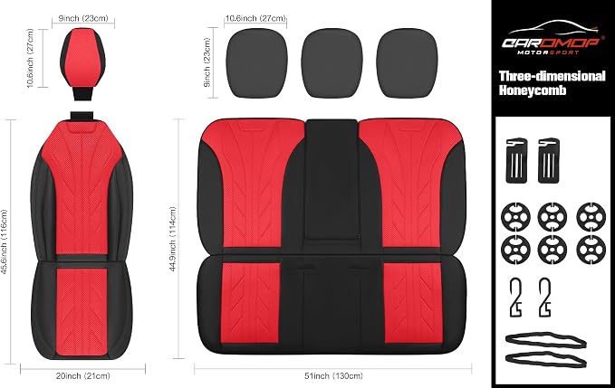CAROMOP Luxury Faux Leather&Fabric Car Seat Covers 2 Front Seats - Image 8