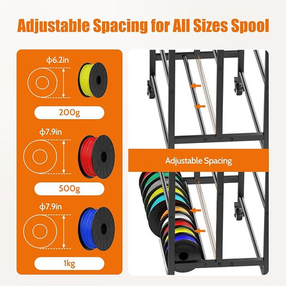 3D Printer Filament Cart, 2 Rows Filament Storage Rack Shelf - Image 2