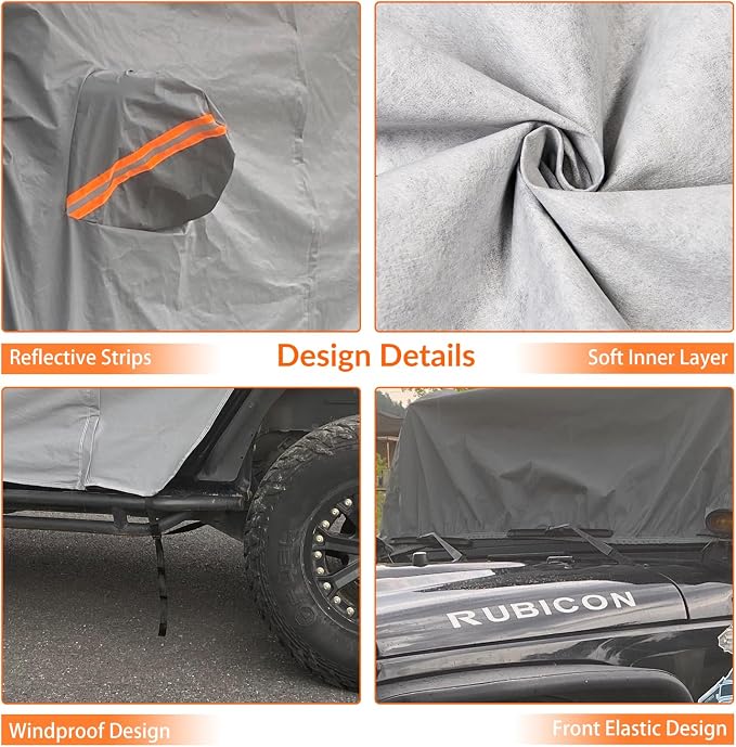 Cab Cover for Jeep Wrangler JK JL 4 Door 2007-2025, Waterproof Wrangler Rain - Image 5