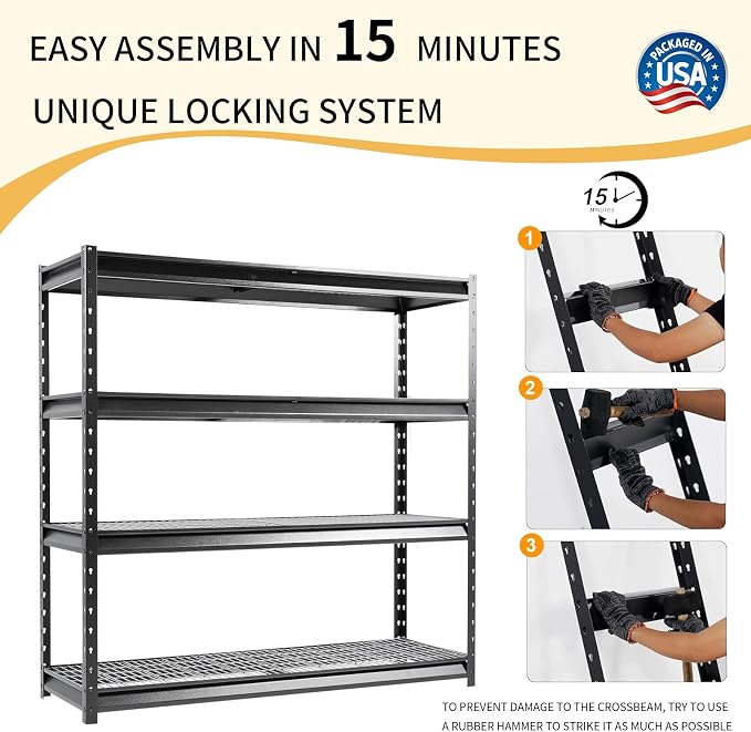 The Atlas 72" W Metal Garage Shelving Unit Load 12000 Lbs, 4 Tier Heavy Duty - Image 4