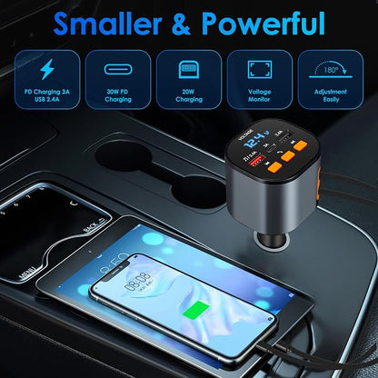 Retractable Car Charger, 5 in 1 Fast Car Phone Charger 90W, Handsfree Call - Image 4