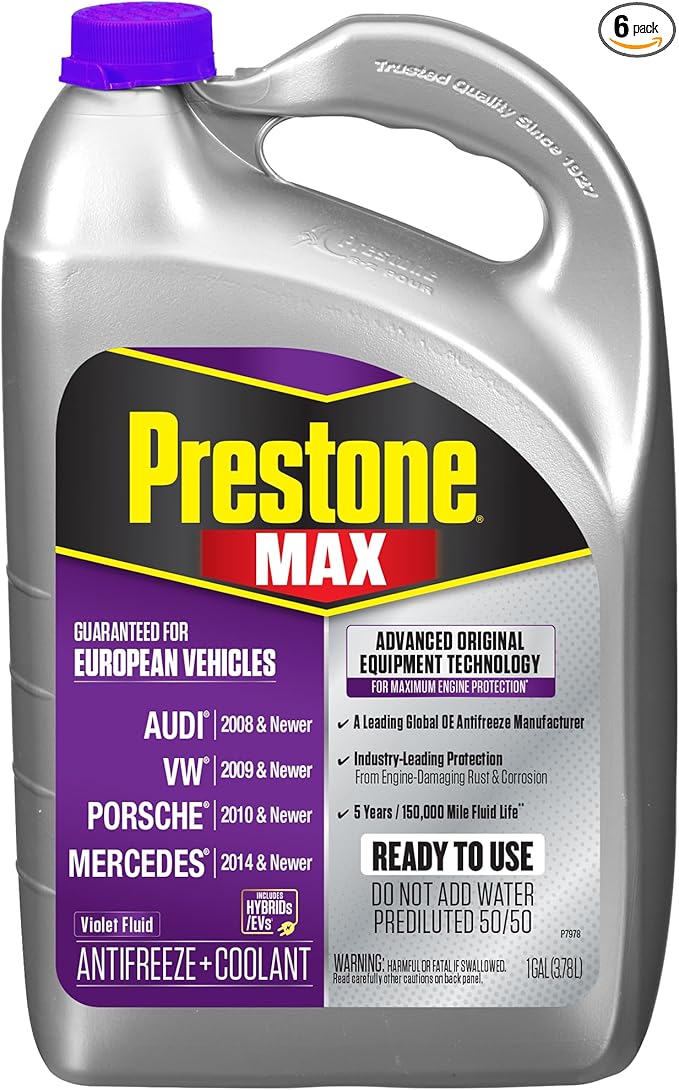 Prestone AF6510 MAX European Vehicles Violet Antifreeze and Coolant, 1 Gallon by Prestone