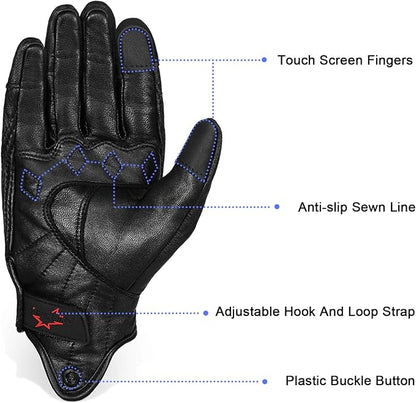 Full finger Goat Skin Leather Touch Screen Motorcycle Gloves Men/Women S - Image 3