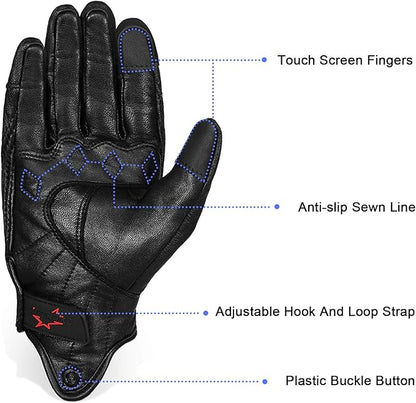 Full finger Goat Skin Leather Touch Screen Motorcycle Gloves Men/Women S - Image 3