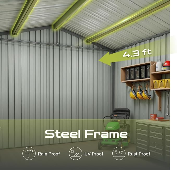 7x4.3 Ft Outdoor Storage Shed, Heavy-Duty Metal Shed - Image 4