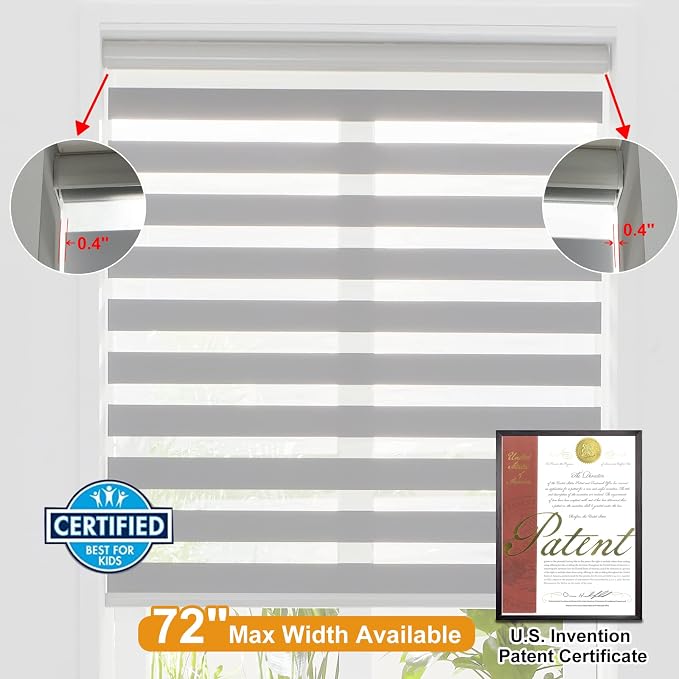 Persilux Cordless Zebra Blinds for Windows Free-Stop Roller Shades Dual Layer - Image 4