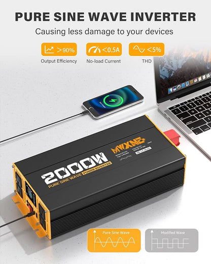 2000W Pure Sine Wave Inverter 12V DC to 110V 120V AC Car Converter - Image 3