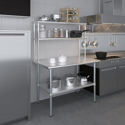 Amgood Stainless Steel Work Table Double Tier Overshelf | Metal Kitchen Prep - Image 8
