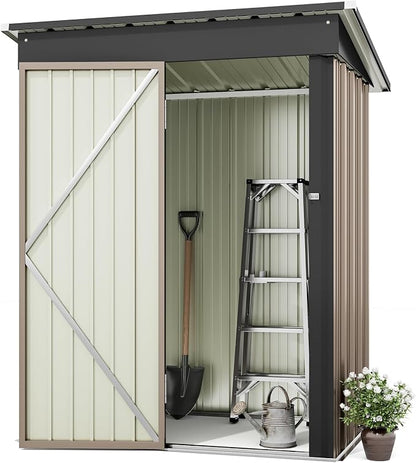 Greesum Outdoor Storage Shed 5 x 3 ft. Utility Tool Shed Metal Storage Garden - Image 3